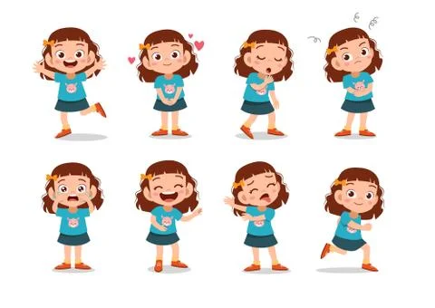 Kid child expression vector illustration set bundle Stock Illustration