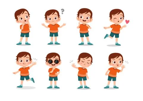 Kid child expression vector illustration set bundle Ilustración de archivo