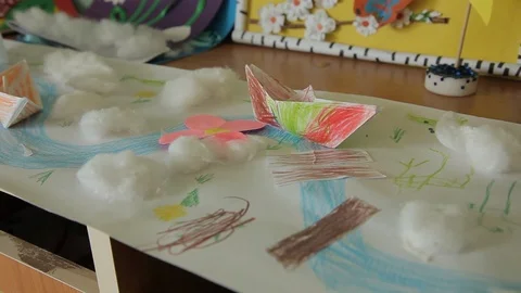 Kid crafts from paper Stock Footage 92051408
