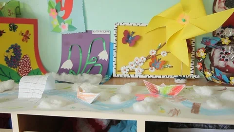Kid crafts from paper Stock Footage 92051411