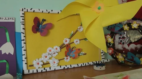 Kid crafts from paper Stock Footage 92051430