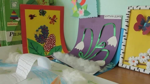 Kid crafts from paper Video stock 92051473