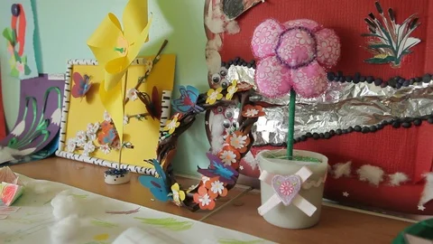 Kid crafts from paper Stock-Footage 92051510