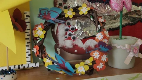 Kid crafts from paper Stock Footage 92051555