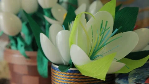 Kid crafts from paper Stock Footage 92051692