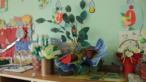Kid crafts from paper Stock Footage 92051768