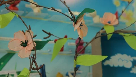 Kid crafts from paper Stock Footage 92051973