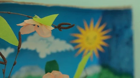 Kid crafts from paper Stock Footage 92052041