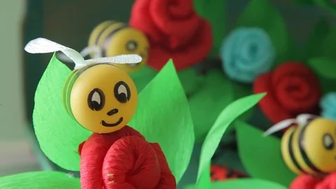 Kid crafts from paper Stock Footage 92052067