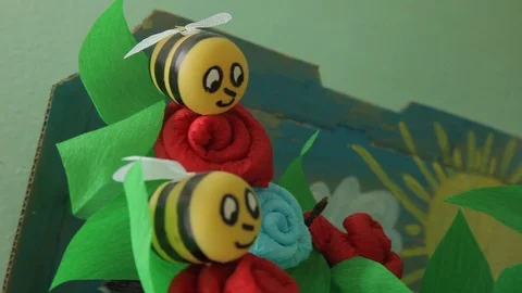 Kid crafts from paper Stock Footage 92052107