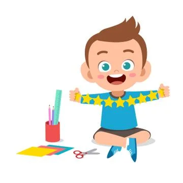 Kid cut paper craft vector Ilustración de archivo