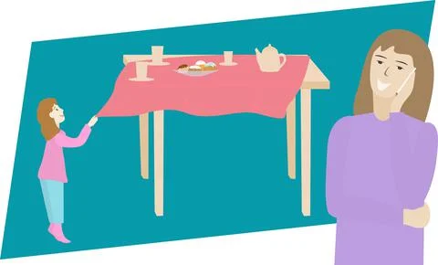 The kid in dangerous situation. Stock Illustration