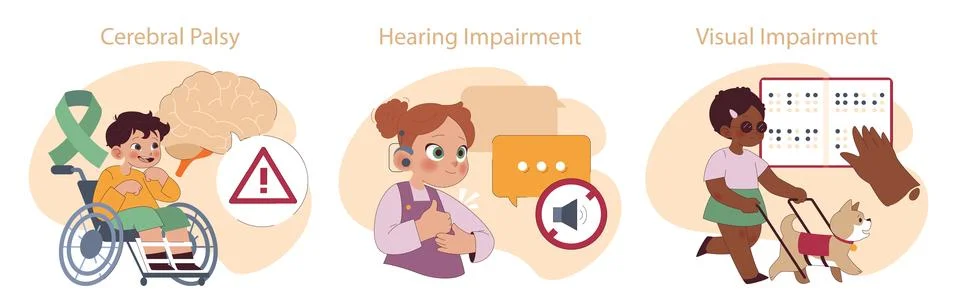 Kid Disability set. Stock Illustration