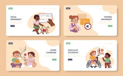 Kid Disability set. Stock Illustration
