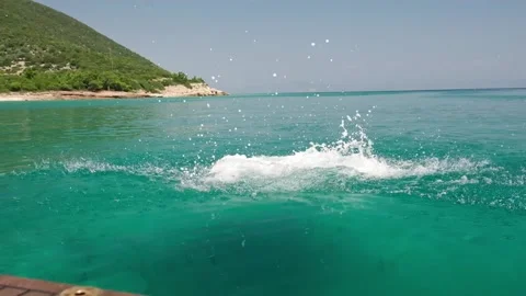 Kid diving from yacht. Stock Footage 203480899
