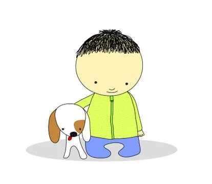 Kid with dog Stock Illustration