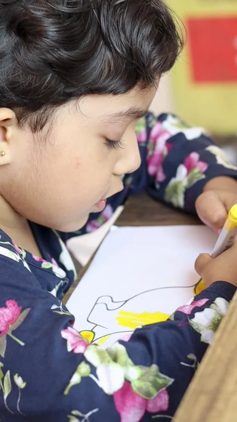 Kid doing drawing color Stock Footage 251862012