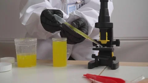 Kid doing experiment with microscope Stock Footage 280684865