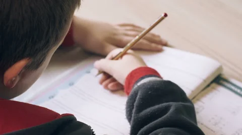 Kid Doing Homework Stock Footage 43340991