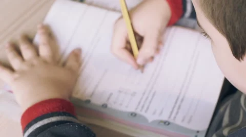 Kid Doing Homework Video stock 43341308