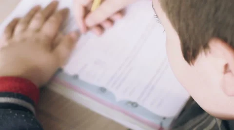 Kid Doing Homework Stock Footage 43344648