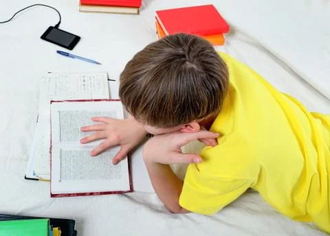 Kid doing Homework Foto stock