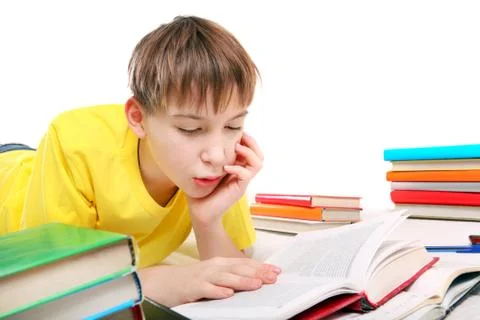 Kid doing Homework Foto stock