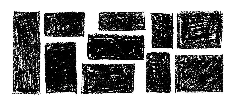 Kid doodle vector of rough rectangular shapes with pastel wax texture Stock Illustration