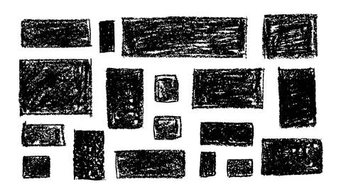 Kid doodle vector of rough rectangular shapes with pastel wax texture Stock-Illustration