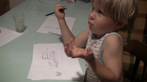 Kid Draw Stock Footage 46147948