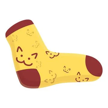 Kid drawer cat sock icon, cartoon style Stock Illustration