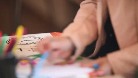 Kid drawing flowers Stock Footage 73017592