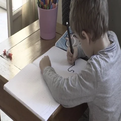 Kid drawing Stock Footage 69629176