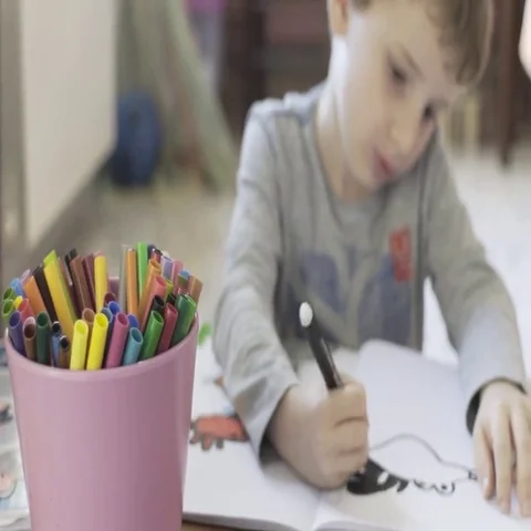 Kid drawing Stock Footage 69631659