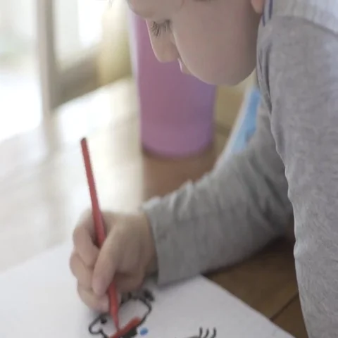 Kid drawing Stock Footage 69632318
