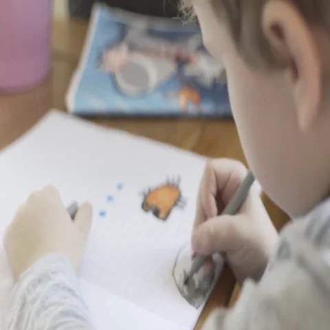 Kid drawing Stock Footage 69633901