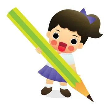 Kid drawing with pencil Stock Illustration