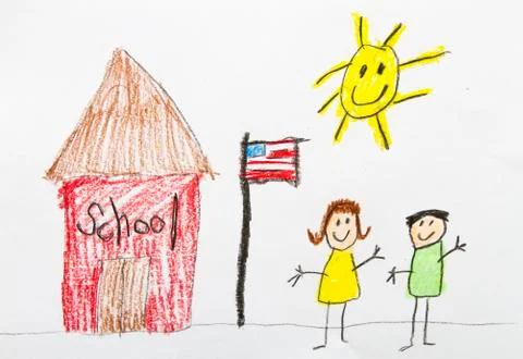 Kid Drawing: School Foto stock