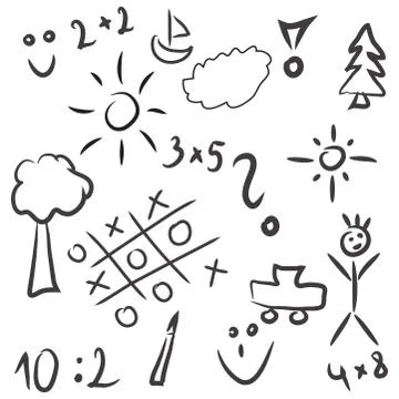 Kid drawings pattern background beautiful banner wallpaper design illustratio Stock Illustration