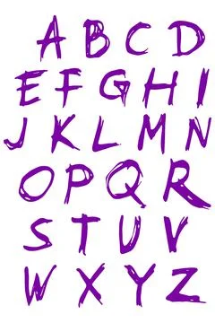 Kid drawn alphabet.Vector abc isolated on white background. Illustrazione stock