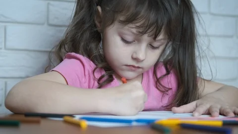 The kid draws. Stock Footage 102618837