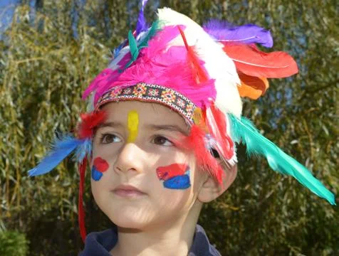 Kid dressed as Injun Stock Photos