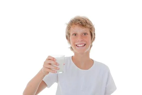 Kid drinking milk Stock Photos