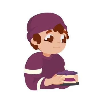 Kid eating cake Stock Illustration