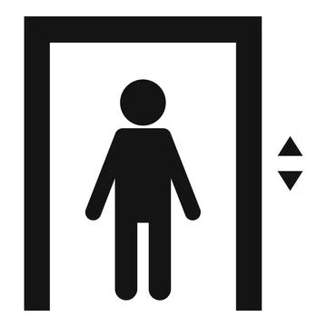 Kid in elevator icon, simple style Stock Illustration