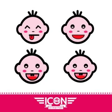 Kid emotion icon Stock Illustration