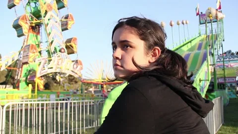 Kid at empty carnival Stock Footage 154940160
