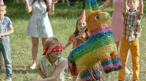 A Pinata In The Form Of Horses Hanging On The Rope Stock Video