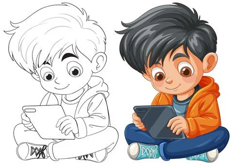Kid Enjoying Tablet Time Stock Illustration