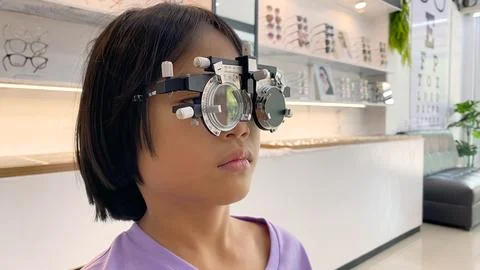 Kid eye test Foto stock